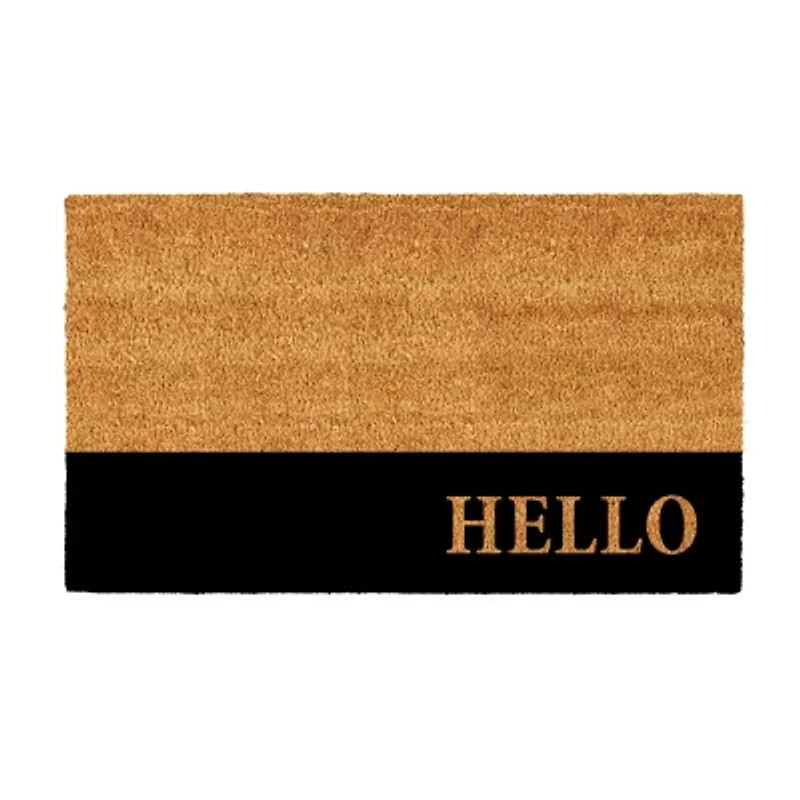 Calloway Mills Hello Black Stripe Outdoor Rectangular Doormat