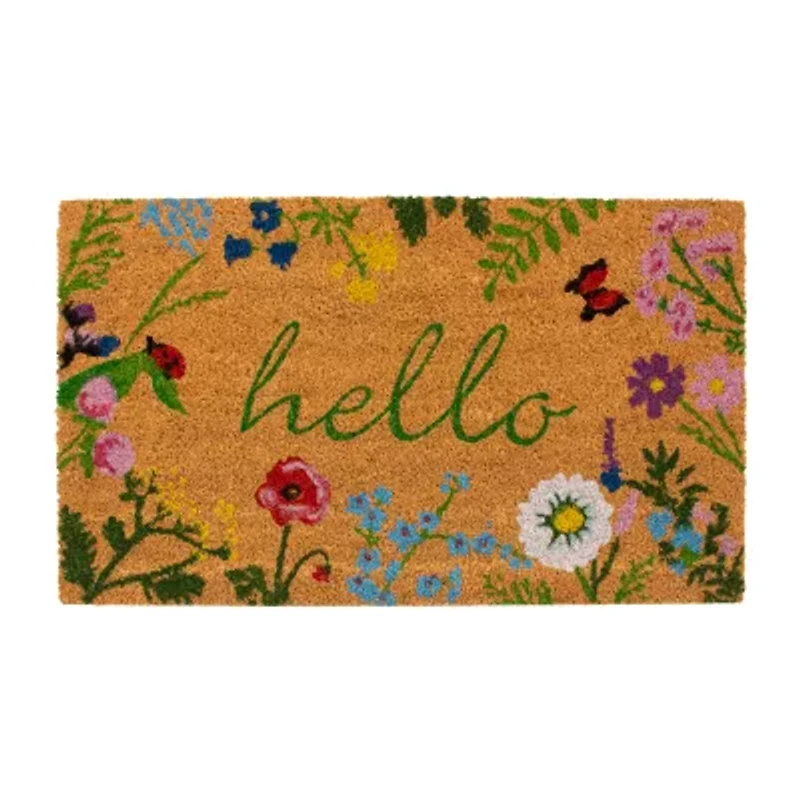 Calloway Mills Floral Hello Outdoor Rectangular Doormat