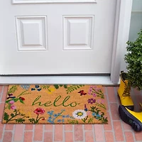 Calloway Mills Floral Hello Outdoor Rectangular Doormat