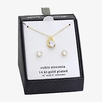 Sparkle Allure Womens Cubic Zirconia 14K Gold Over Brass Round 2-pc. Jewelry Set