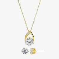 Sparkle Allure Womens Cubic Zirconia 14K Gold Over Brass Round 2-pc. Jewelry Set
