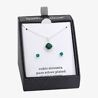 Sparkle Allure Womens Cubic Zirconia Pure Silver Over Brass Square 2-pc. Jewelry Set