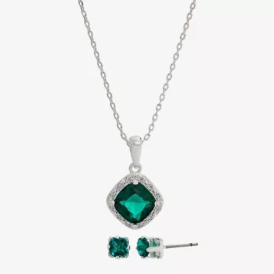 Sparkle Allure Womens Cubic Zirconia Pure Silver Over Brass Square 2-pc. Jewelry Set