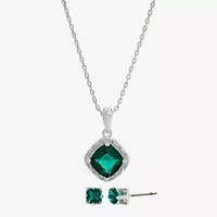 Sparkle Allure Womens Cubic Zirconia Pure Silver Over Brass Square 2-pc. Jewelry Set
