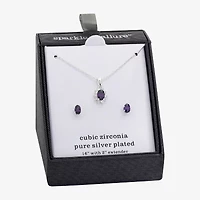 Sparkle Allure Womens Purple Cubic Zirconia Pure Silver Over Brass Flower 2-pc. Jewelry Set