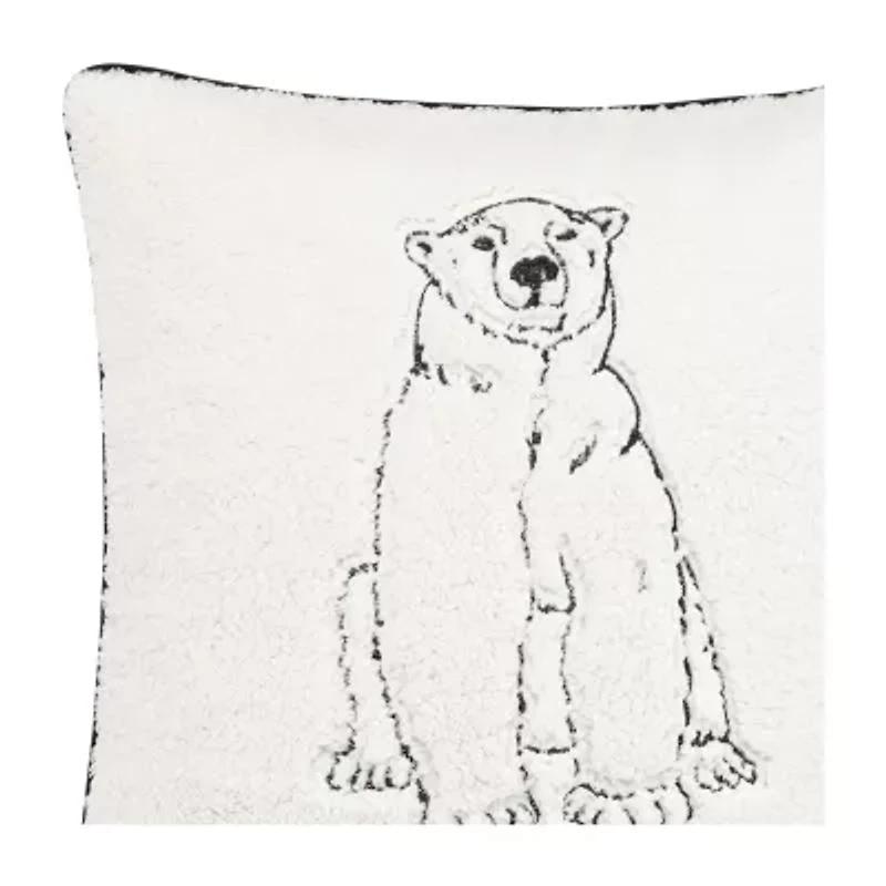 Eddie Bauer Cozy Polar Bear Knit Square Throw Pillow