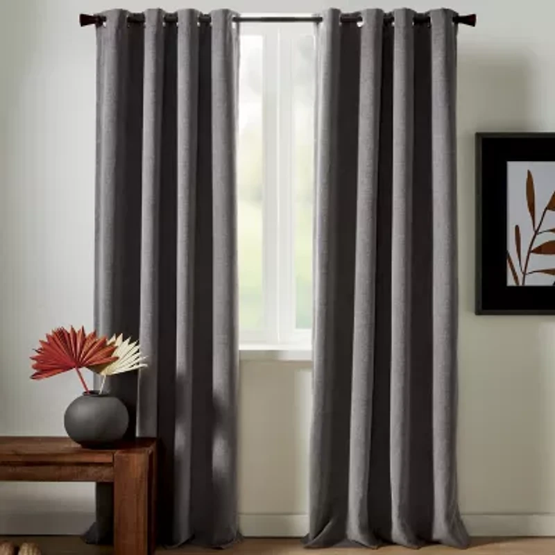Regal Home Textured Chenille Grommet Top Energy Saving 100% Blackout Single Curtain Panel