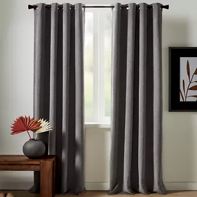 Regal Home Textured Chenille Grommet Top Energy Saving 100% Blackout Single Curtain Panel
