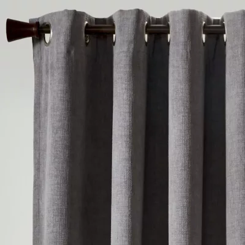 Regal Home Textured Chenille Grommet Top Energy Saving 100% Blackout Single Curtain Panel