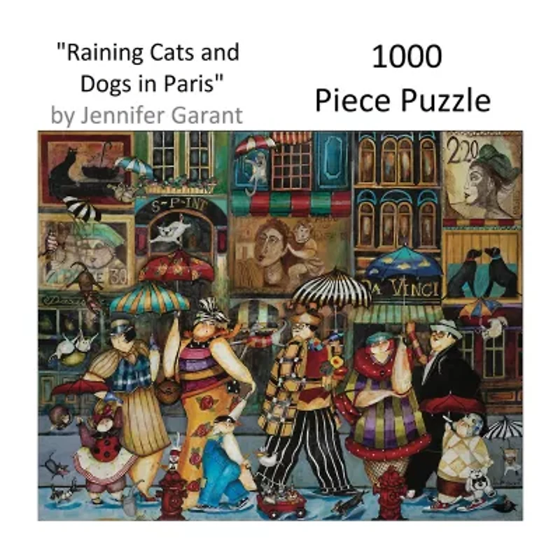 Hart Puzzles Raining Cats And Dogs In Paris By Jennifer Garant, 24 X 30 1000 Piece Puzzle