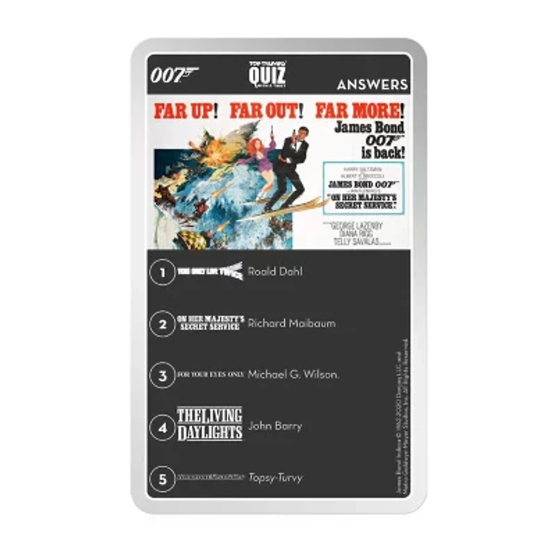 Top Trumps Usa Inc. 007 James Bond Every Assignment Quiz Game 20-pc. Card Game