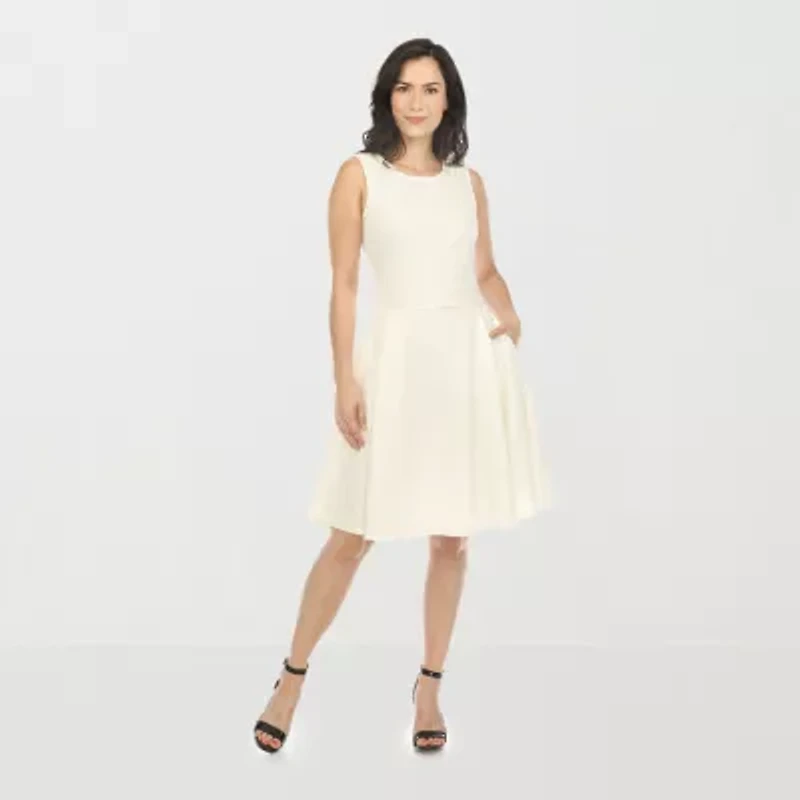 White Mark Womens Sleeveless Fit + Flare Dress
