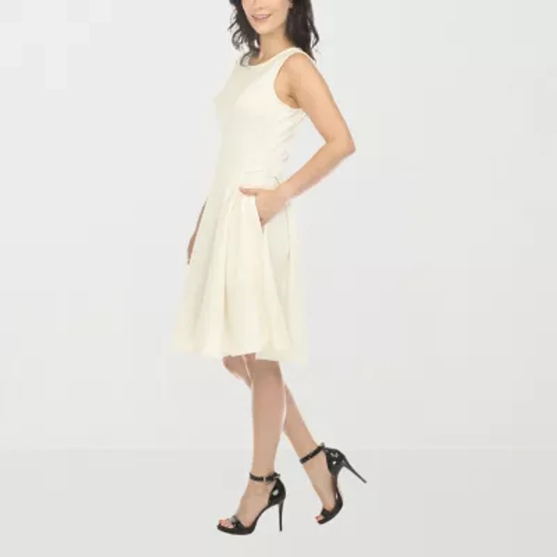 White Mark Womens Sleeveless Fit + Flare Dress
