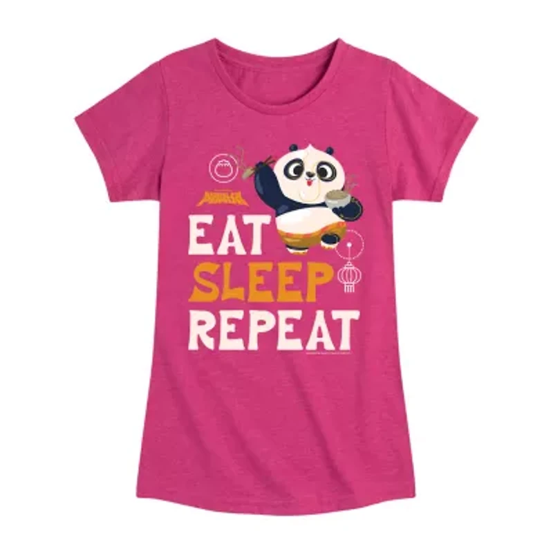 Eat Sleep Repeat Big Kid Girls Crew Neck Short Sleeve T-Shirt