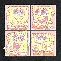 Cute Face Grid Big Kid Girls Crew Neck Short Sleeve Classic Fit Spongebob Graphic T-Shirt