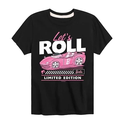 Lets Roll Big Kid Girls Crew Neck Short Sleeve Barbie T-Shirt