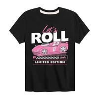 Lets Roll Big Kid Girls Crew Neck Short Sleeve Barbie T-Shirt