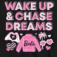 Wake Up Big Kid Girls Crew Neck Short Sleeve Barbie T-Shirt