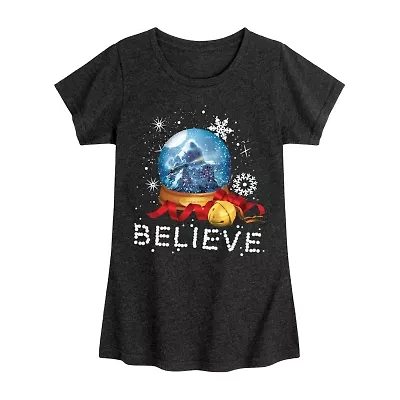 Believe Snowglobe Big Kid Girls Crew Neck Short Sleeve T-Shirt