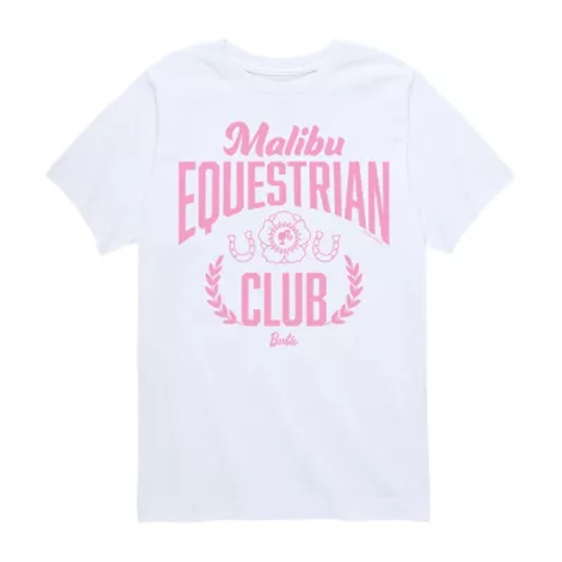 Equestrian Club Big Kid Girls Crew Neck Short Sleeve Classic Fit Barbie Graphic T-Shirt