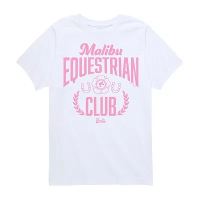 Equestrian Club Big Kid Girls Crew Neck Short Sleeve Classic Fit Barbie Graphic T-Shirt