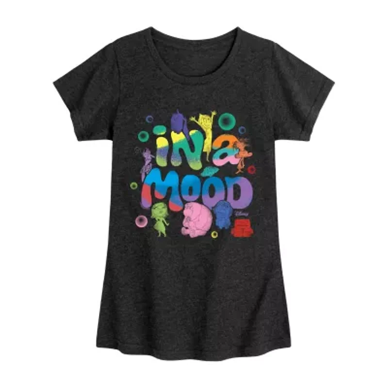 A Mood Big Kid Girls Crew Neck Short Sleeve Inside Out T-Shirt