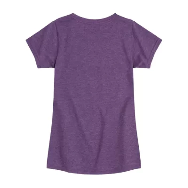 Joy Positive Words Big Kid Girls Crew Neck Short Sleeve Inside Out T-Shirt
