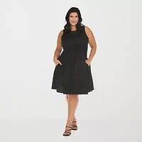 White Mark Womens Sleeveless Plus Fit + Flare Dress