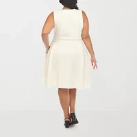 White Mark Womens Plus Sleeveless Fit + Flare Dress