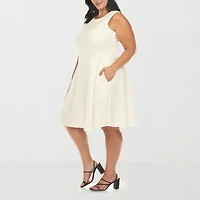 White Mark Womens Plus Sleeveless Fit + Flare Dress