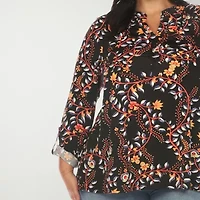 White Mark Womens V Neck Long Sleeve Plus Blouse