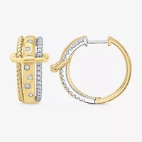 Limited Quantities! (I / Si2) Womens 1/2 CT. T.W. Lab Grown White Diamond 10K Gold Over Silver Sterling Silver 20mm Hoop Earrings