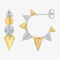 Limited Quantities! (I / Si2) Womens 1/2 CT. T.W. Lab Grown White Diamond 10K Gold Over Silver Sterling Silver 24.5mm Hoop Earrings