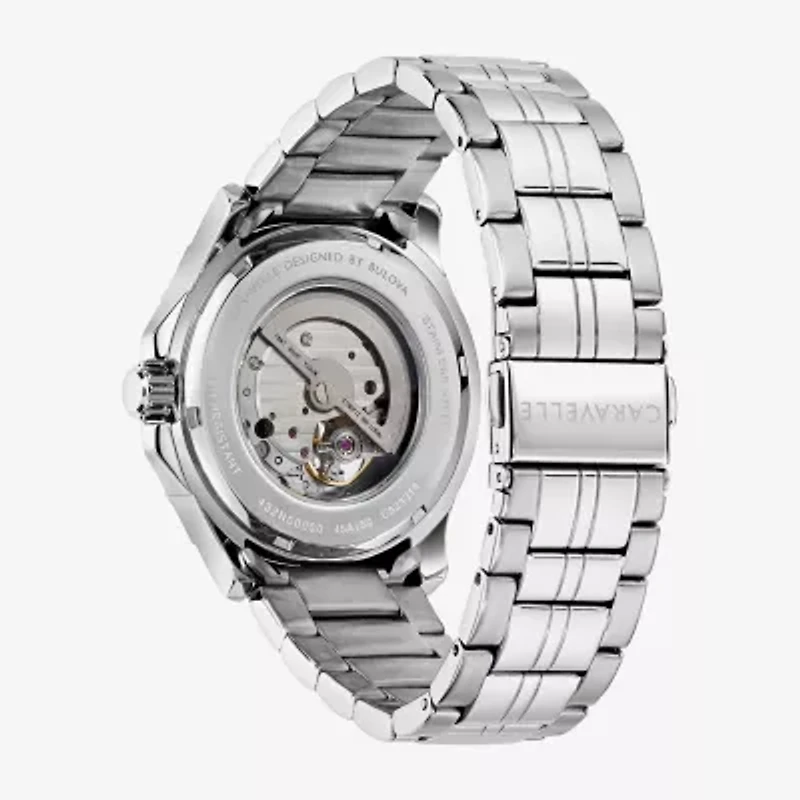 Caravelle Designed By Bulova Mens Silver Tone Stainless Steel Bracelet Watch 43a159