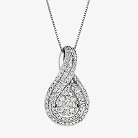 Diamond Blossom Womens 1 CT. T.W. Natural White Diamond 10K White Gold Pear 18 Inch Pendant Necklace