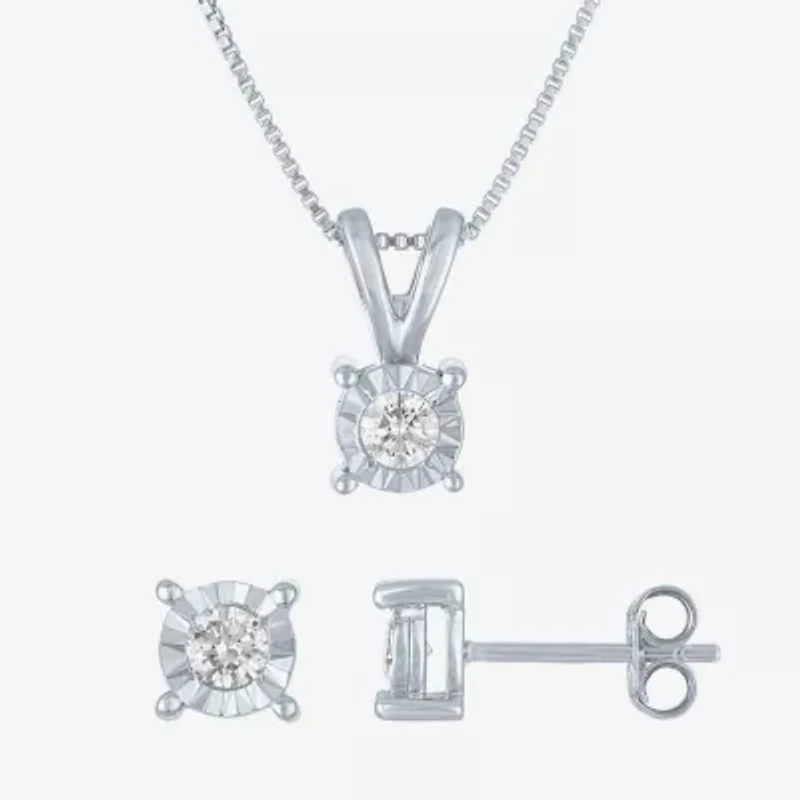 (G-H / I1-I2) Womens 1/3 CT. T.W. Lab-Grown Diamond Sterling Silver Round 2-pc. Jewelry Set