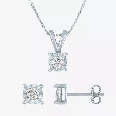 (G-H / I1-I2) Womens 1/3 CT. T.W. Lab-Grown Diamond Sterling Silver Round 2-pc. Jewelry Set