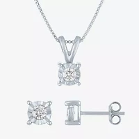 (G-H / I1-I2) Womens 1/3 CT. T.W. Lab-Grown Diamond Sterling Silver Round 2-pc. Jewelry Set
