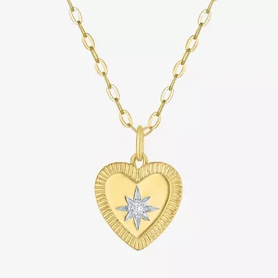 Diamond Addiction North Star (G-H / I1-I2) Womens Diamond Accent Lab Grown Diamond 14K Gold Over Silver Heart 16 Inch Pendant Necklace
