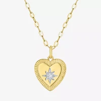 Diamond Addiction North Star (G-H / I1-I2) Womens Diamond Accent Lab Grown Diamond 14K Gold Over Silver Heart 16 Inch Pendant Necklace