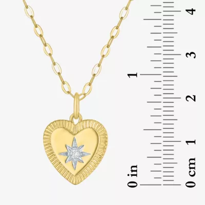 Diamond Addiction North Star (G-H / I1-I2) Womens Diamond Accent Lab Grown Diamond 14K Gold Over Silver Heart 16 Inch Pendant Necklace