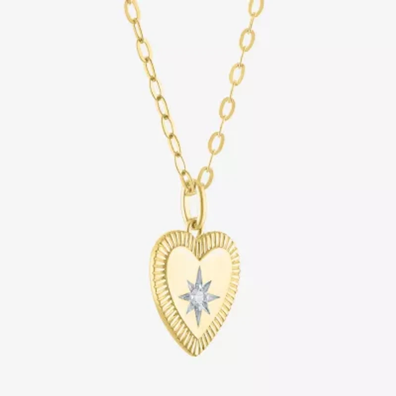 Diamond Addiction North Star (G-H / I1-I2) Womens Diamond Accent Lab Grown Diamond 14K Gold Over Silver Heart 16 Inch Pendant Necklace