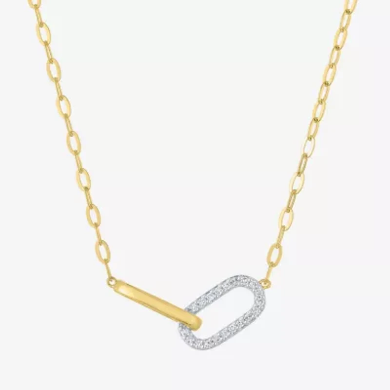 Diamond Addiction (G-H / I1-I2) Womens 1/10 CT. T.W. Lab Grown Diamond 14K Gold Over Silver Paperclip 16 Inch Pendant Necklace