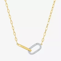 Diamond Addiction (G-H / I1-I2) Womens 1/10 CT. T.W. Lab Grown Diamond 14K Gold Over Silver Paperclip 16 Inch Pendant Necklace