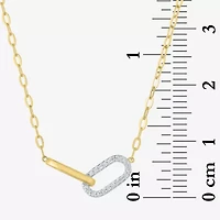 Diamond Addiction (G-H / I1-I2) Womens 1/10 CT. T.W. Lab Grown Diamond 14K Gold Over Silver Paperclip 16 Inch Pendant Necklace