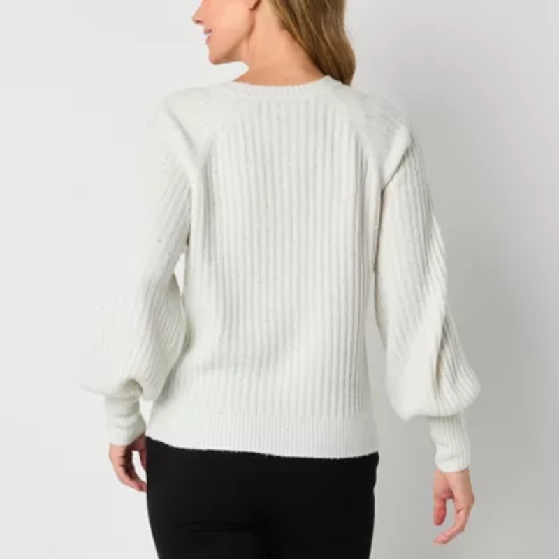 Liz Claiborne Womens Crew Neck Long Sleeve Pullover Sweater