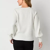 Liz Claiborne Womens Crew Neck Long Sleeve Pullover Sweater