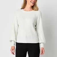Liz Claiborne Womens Crew Neck Long Sleeve Pullover Sweater