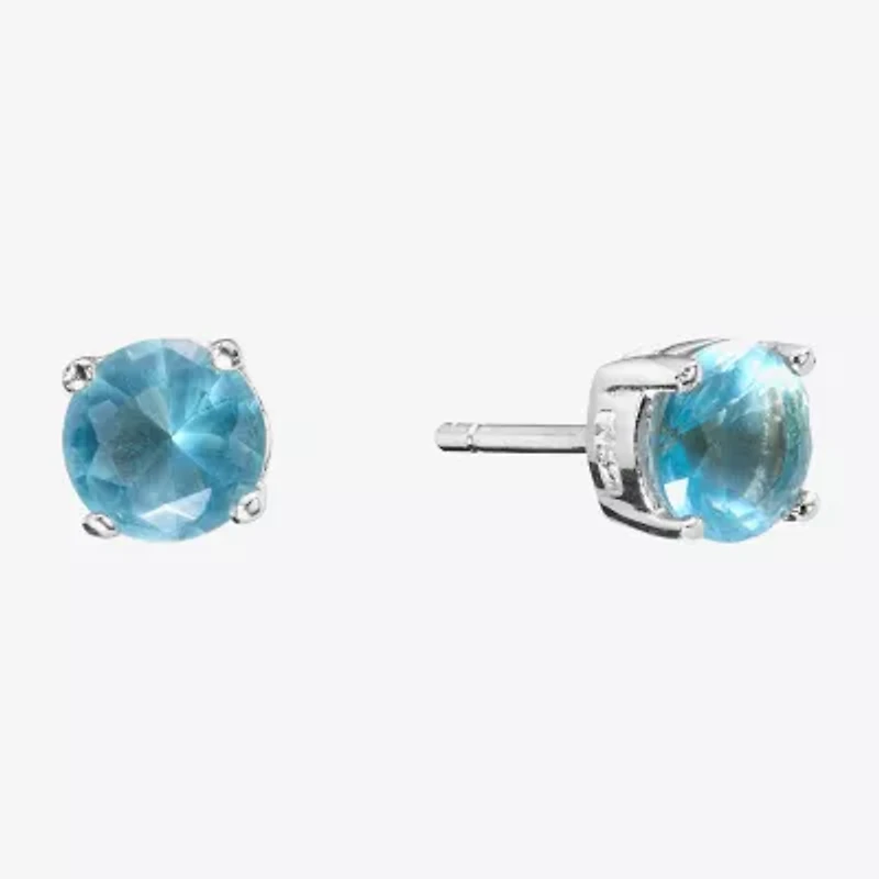 Silver Treasures Cubic Zirconia Sterling Silver 7.1mm Stud Earrings