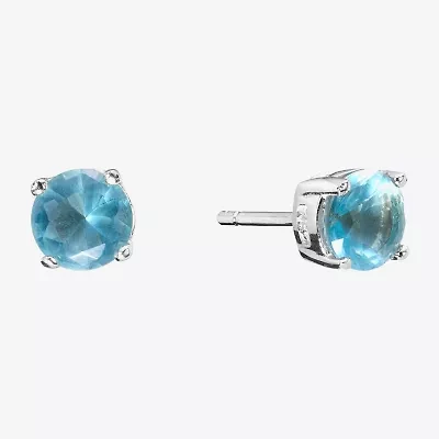 Silver Treasures Cubic Zirconia Sterling Silver 7.1mm Stud Earrings